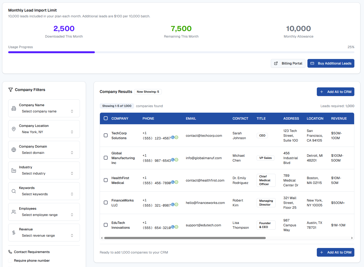 Shipper Search Interface